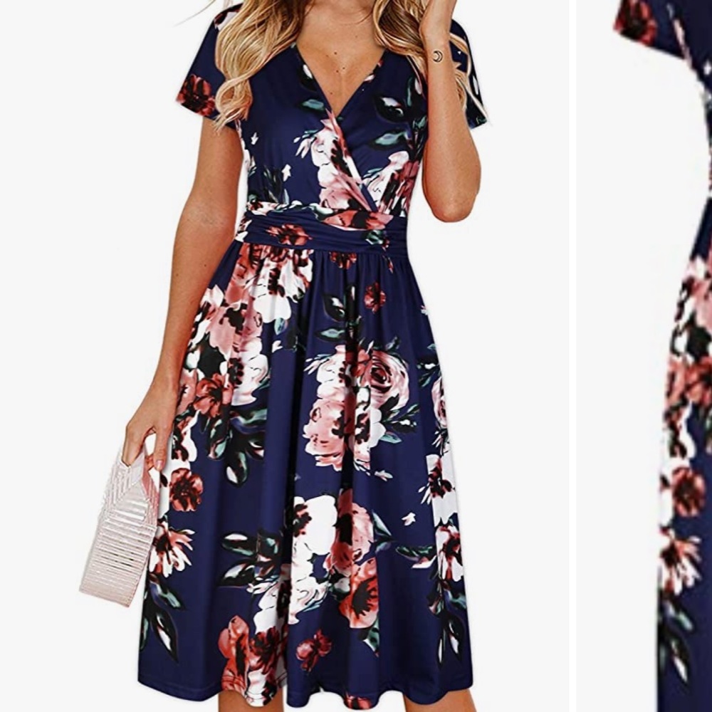 🆕 Navy Floral Mid Dress
